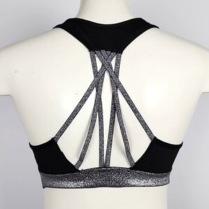 ⭐️2/ $30⭐️ Victoria Sport Racerback Sport Bra Black Silver  Glitter Size Small